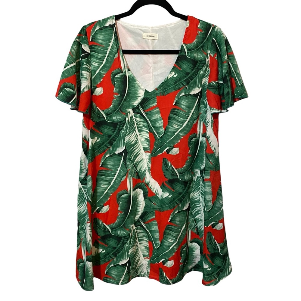 Adrienne Women's Medium Paia Palm‎ Leaf Swing Dress Tunic